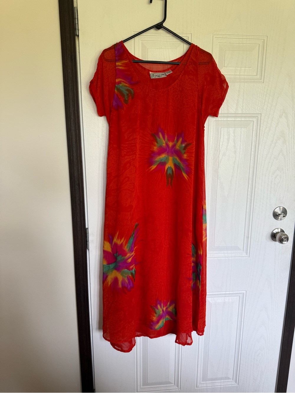2 for $30 sale: Vintage Kloz Lyne red/orange floral layered chiffon dress - S